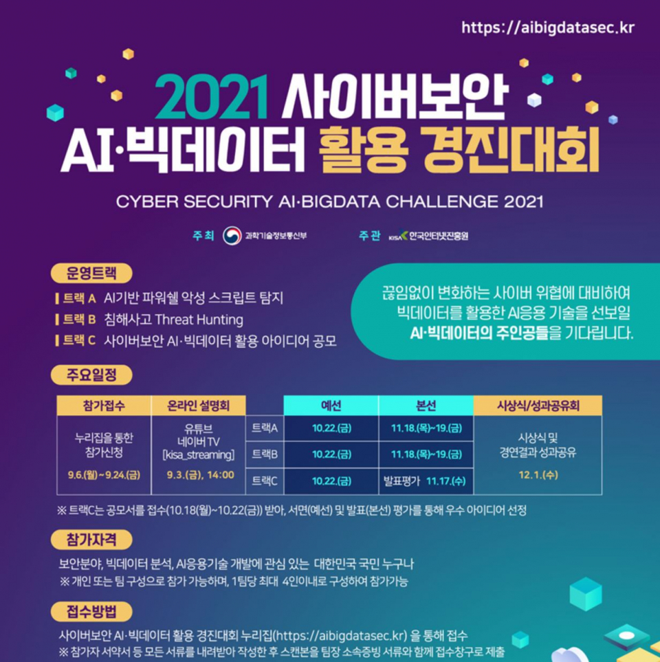 사이버보안 인공지능(AI)·빅데이터 활용 경진대회 개최 < 긴급속보 < 이슈 < 기사본문 - 데일리시큐